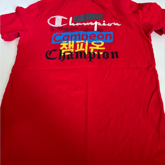 Champion Shirt Boys Size Large Red Short Sleeve Crew Neck Kids T-Shirt - Picture 3 of 4